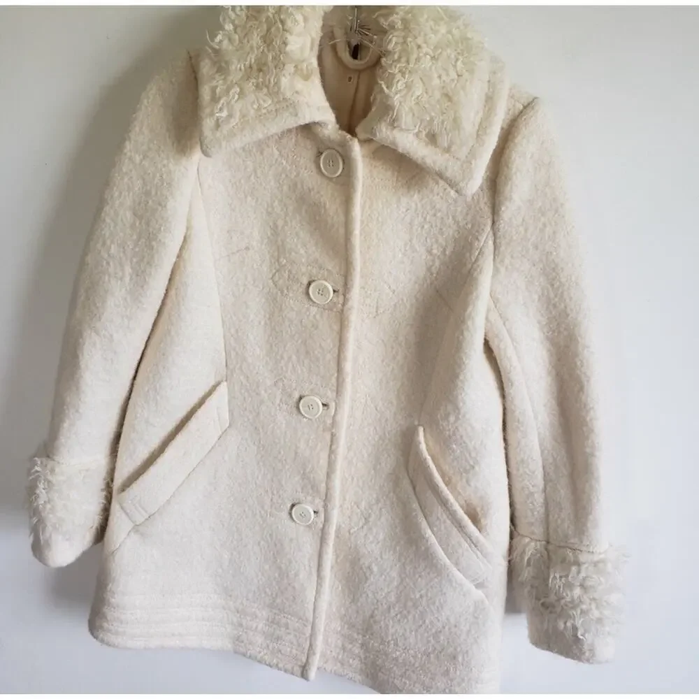 Free People Faux Fur Wooley Pea Coat
